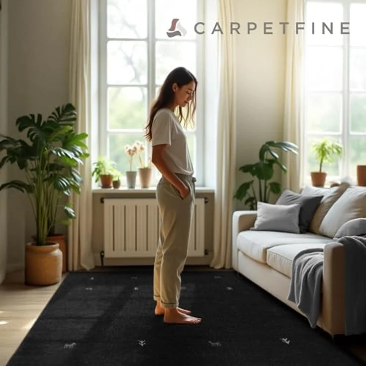 carpetfine 'Gabbeh Uni' Wollteppich, reine Wolle, Schwarz, 140x200 cm – Bild 8
