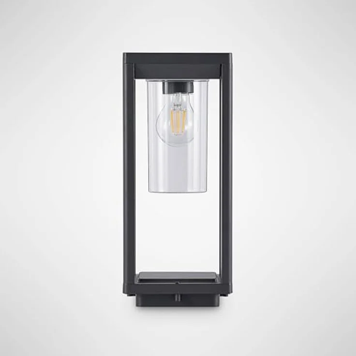 Lindby Estami Außenleuchte, spritzwassergeschützt, schwarz, Aluminium, 1-flammig E27, Wegeleuchte Pollerleuchte Sockelleuchte – Bild 5