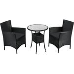 Juskys 'Bayamo' Balkon-Set für 2 Personen – Tisch, 2 Stühle mit Auflage, Polyrattan schwarz / grau