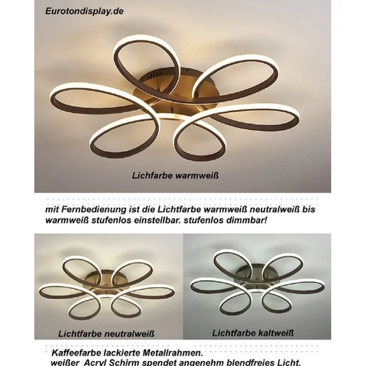 Eurotondisplay LED Deckenleuchte LED Deckenlampe Fernbedienung Lichtfarbe einstellbar dimmbar Leuchte, LED fest integriert, Warm- bis Kaltweiß einstellbar, Lichtfarbe und Helligkeit mit Fernbedienung einstellbar – Bild 4