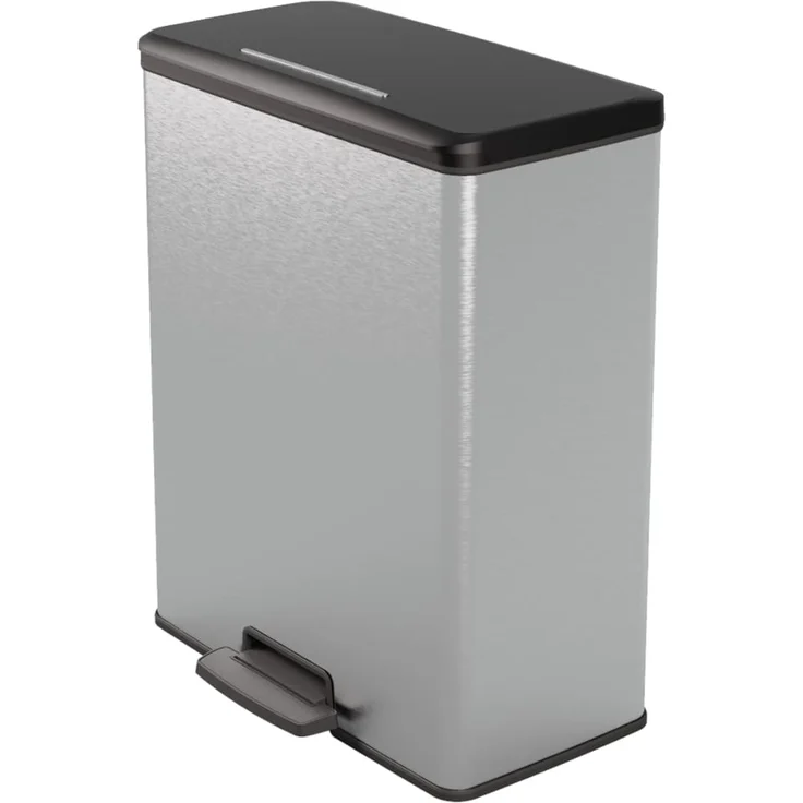 Curver Tretmülleimer Deco Rechteckig 65L Silbern 443822 – Bild 2
