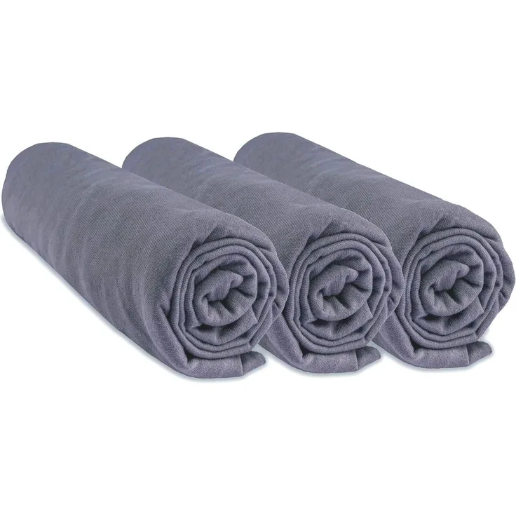 Set mit 3 Spannbetttüchern, 70x160 cm, Kinderbett, 70x160 cm, 100% Baumwolle, grau, dehnbar und atmungsaktiv, für gesunden Schlaf, Marke Easy Dort, Zertifiziert nach Öko-Tex, Qualität