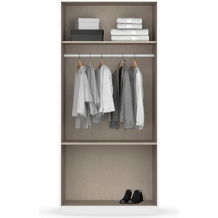 rauch Kleiderschrank, Drehtürenschrank COSTA, 2-türig, 2 Schubkästen, push-to-open, Grau metallic, 91 x 197 x 54 cm – Bild 5