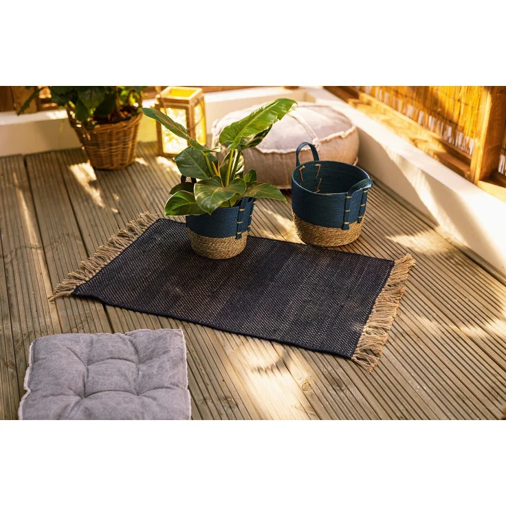 Füllkorb Naturblau 2er Set Aufbewahrungskorb Schale Obstkorb Tischdeko Korb – Bild 2