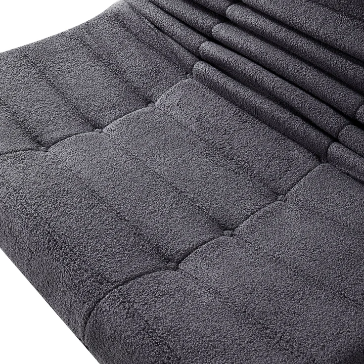 2-Sitzer Loungesofa aus Teddy-Vlies mit Plisseefalten-Design, ergonomisch, 149x114x82 cm, Grau – Bild 9