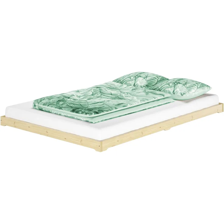 Niedrigbett unbehandeltes Holz 140x200 Fichte Tanne V-60.47N-14ohne Zubehör