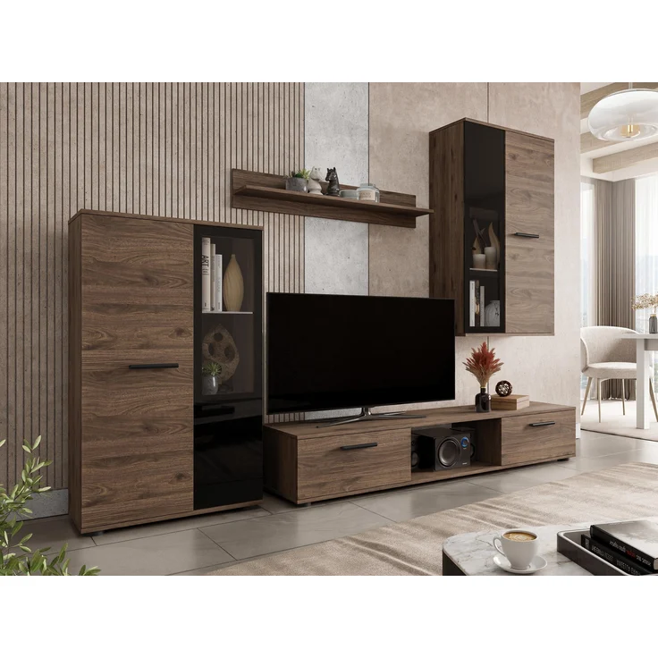 Wohnwand Salsa, ohne Beleuchtung, Farbe: Nuss Okapi – Bild 2