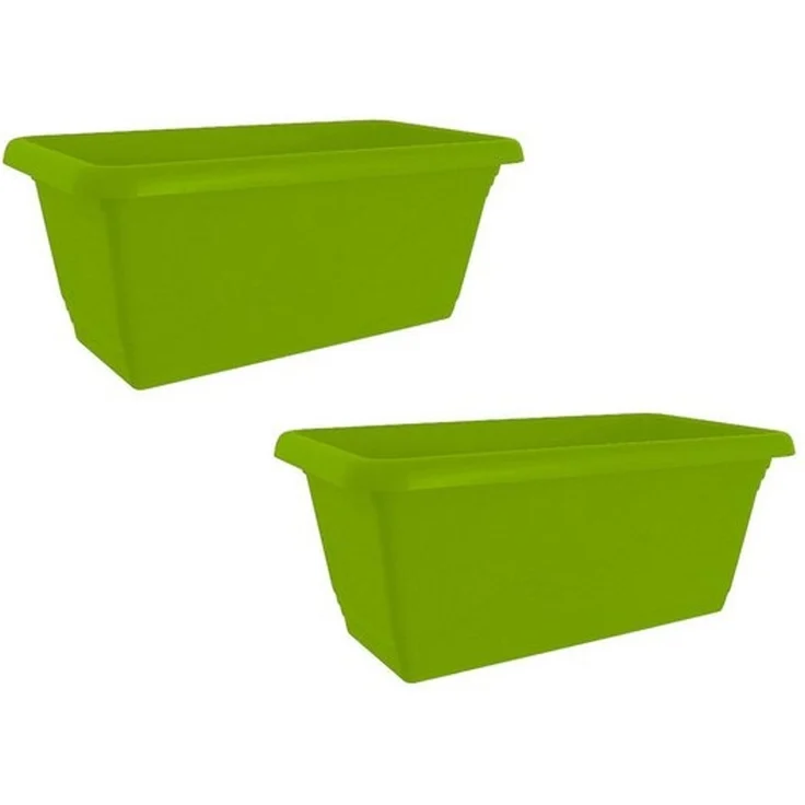 HTI-Living Blumenkasten Blumenkasten mit Wasserspeicher 40 cm 2er Set Grün (Set, 2 St, 2 Blumenkästen), Pflanztopf Pflanzschale – Bild 2