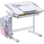 CARO-Möbel Kinderschreibtisch VITA, Kinderzimmer Schreibtisch neigbar Schublade & Rucksackhalterung grau