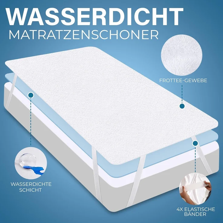 Utopia Bedding Matratzenschoner 180x200 cm (2er Pack) Wasserdicht, Mit Elastisch Eckbändern, Oeko-TEX Zertifiziert Matratzenauflage Atmungsaktive, Matratzenschutz Weiß – Bild 7