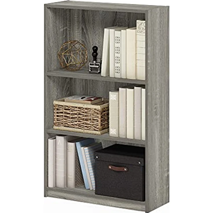 Furinno JAYA Einfaches Bücherregal, Französisches Eichengrau, 24. 13x62. 23x102. 36 cm – Bild 2