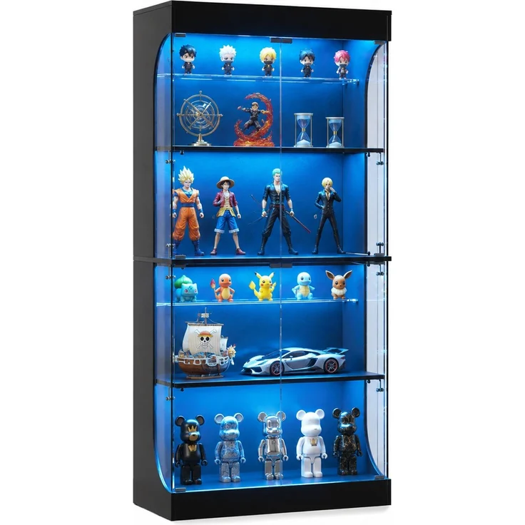 Glasvitrine 80 x 35 x 165 cm mit LED-Beleuchtung, Glastüren und Ladestation – Bild 7
