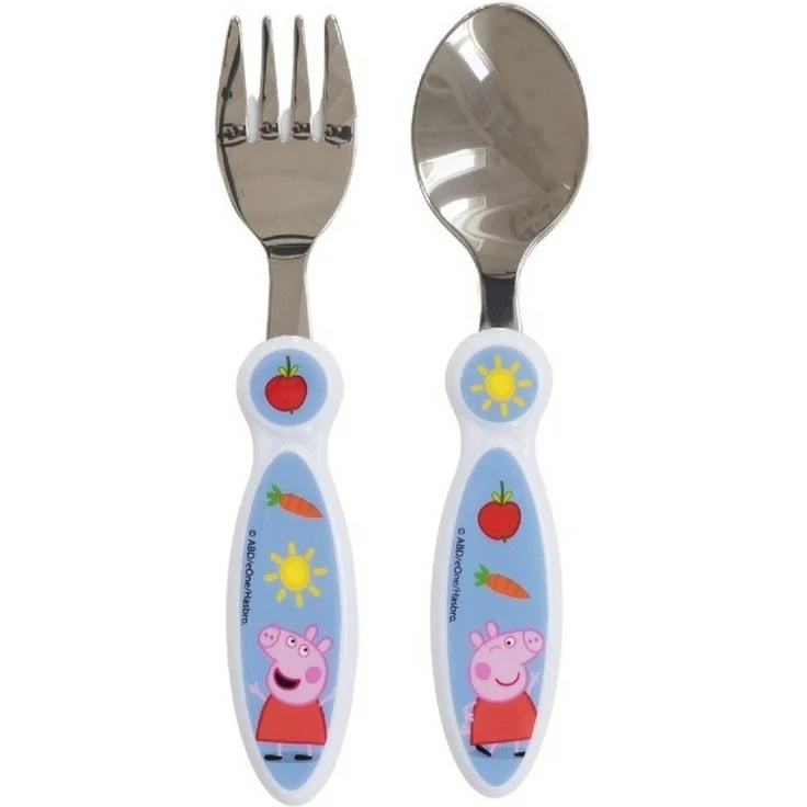 Peppa Pig Kinderbesteck Set 2-teilig – Löffel & Gabel mit Motivgriffen (2-tlg), 1 Personen – Bild 1