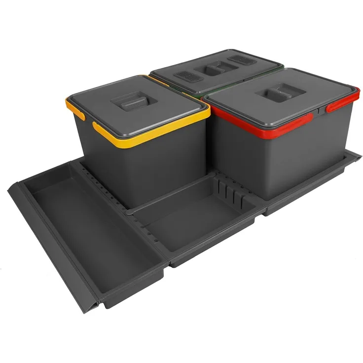 So-tech Abfallsammler Metropolis 12+12+12L mit Deckel Abfallsystem f. Auszug Korpusbreite 80cm