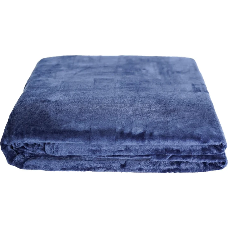 Kuschelige Decke 270x230 cm Fleecedecke Wohndecke aus Polyester Tagesdecke Dunkelblau – Bild 1
