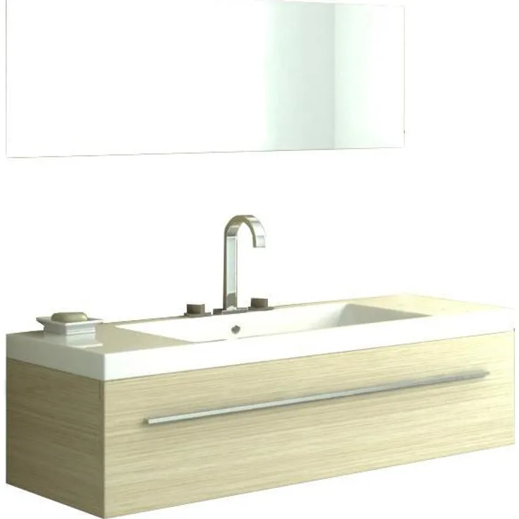 Jet-Line Badmöbelset Bern, elegantes Badset in hellem Eichenholz mit Mineralguss Waschbecken und Soft-Close Schubladen
