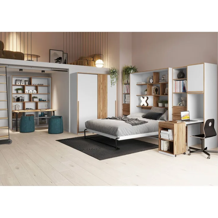 Jugendzimmer Gästezimmer S-ROOM 2 in Weiß und Catania Eiche von Forte