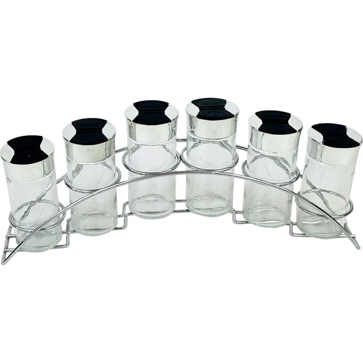 6-teiliges Gewürzständer-Set mit 90ml – Glas & Edelstahl Streuer für Ihre Gewürze – Bild 2