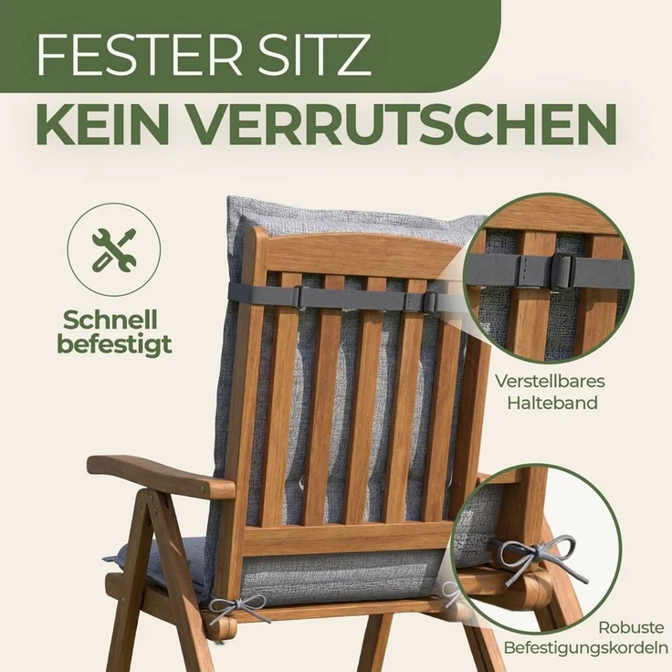 Petsation Hochlehnerauflage Florence Hochlehner Auflage Gartenstuhlauflage mit Schaumstoffpolster, (4 St) – Bild 2