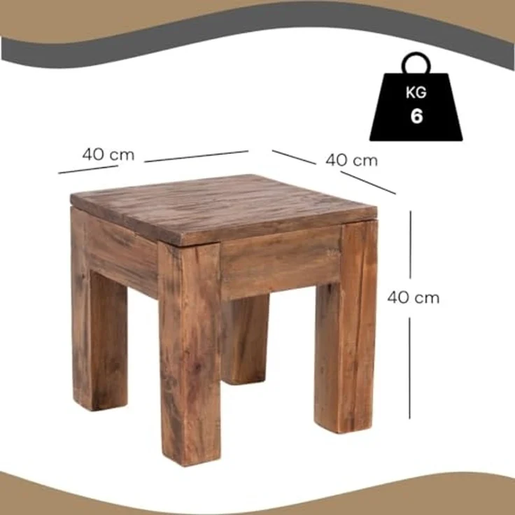 DESIGN DELIGHTS Beistelltisch Couchtisch "SQUARE 40", Altholz massiv, 40x40x40cm, Beistelltisch – Bild 3