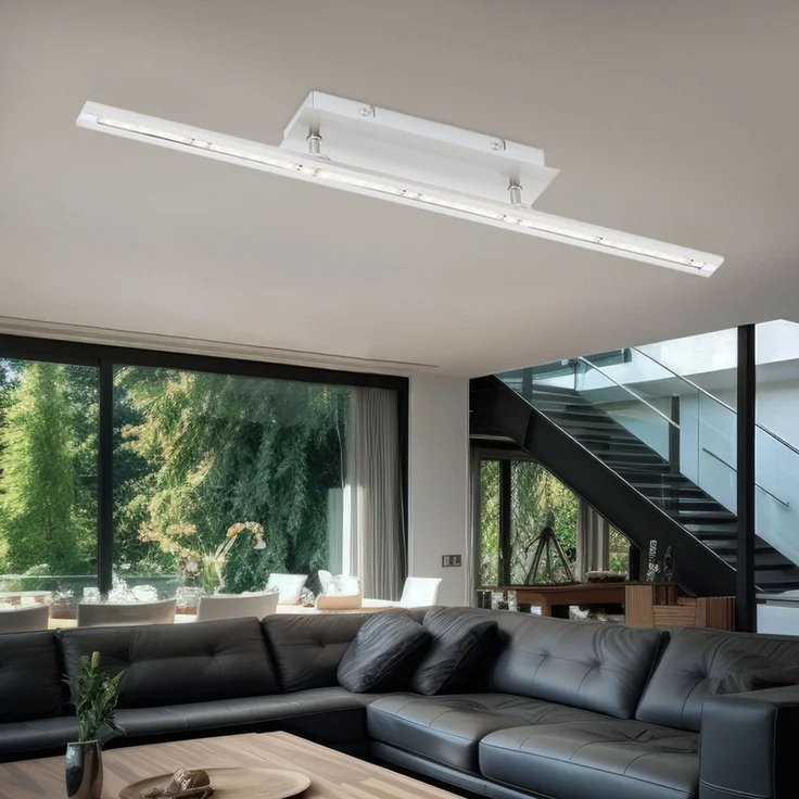 LED Deckenleuchte, Stahl, chrom, silber, warmweiß, L 62,5cm – Bild 3