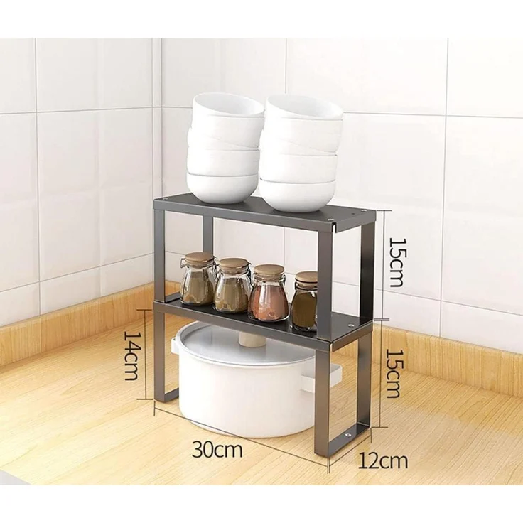 YunNasi Schrankregal Stapelbar Edelstahl Küchenregal Badezimmer Organizer (2 – Bild 3