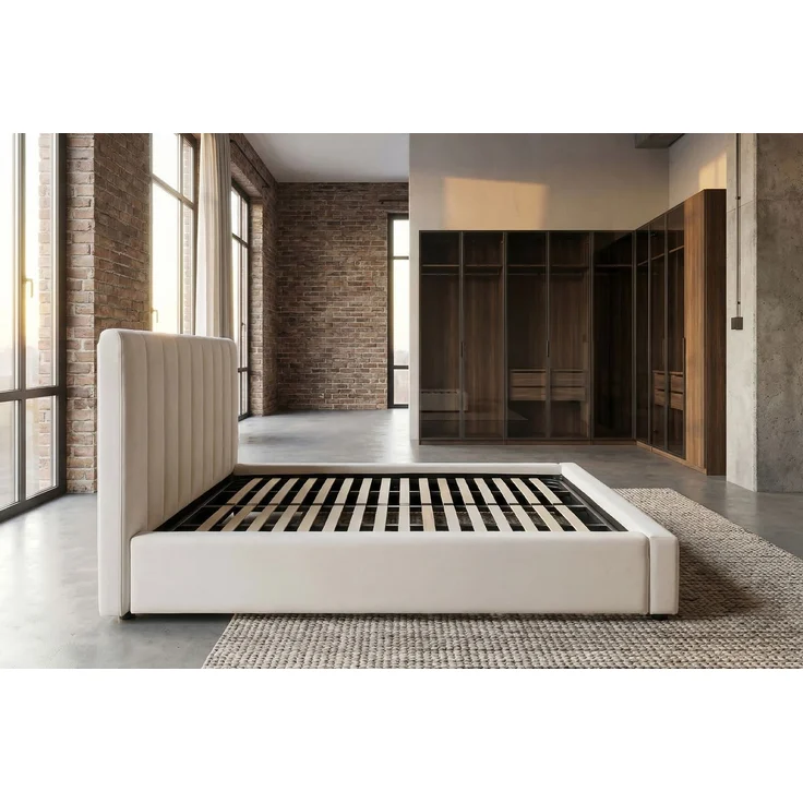 KAWOLA Bett CATTURA Polsterbett Velvet creme 160x200cm mit Lattenrost – Bild 4