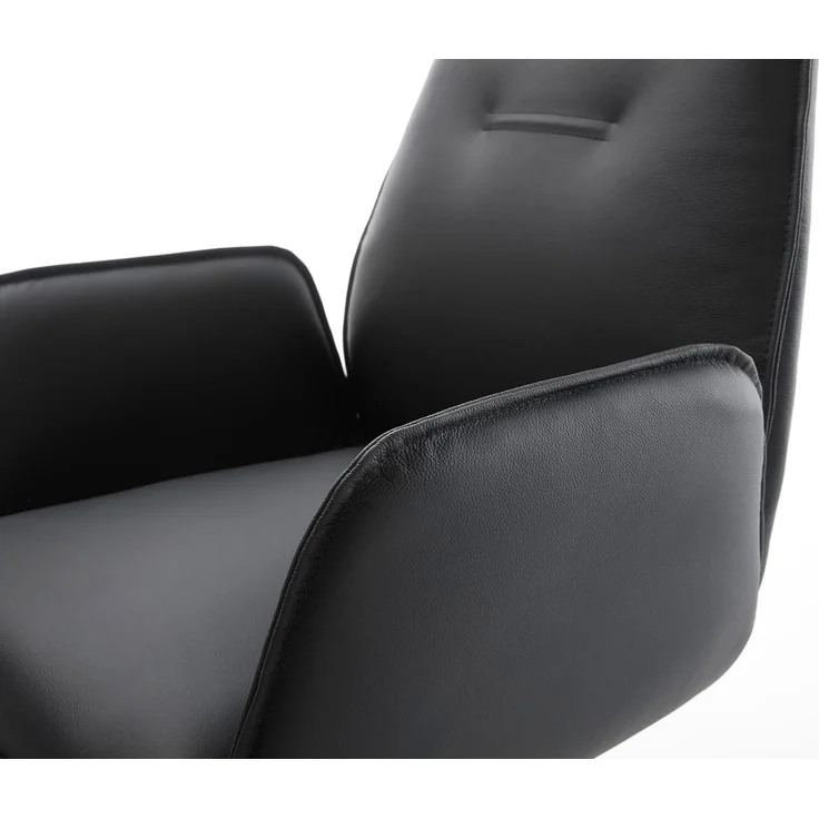 Esszimmerstuhl Zoa-Flex Echt-Leder Schwarz Kreuzgestell breit Schwarz Taschenfederkern – Bild 5