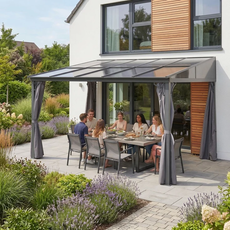 osoltus Alu Pavillon Terrassendach Terrassenüberdachung Toledo Hardtop 3 x 4 m – Bild 2