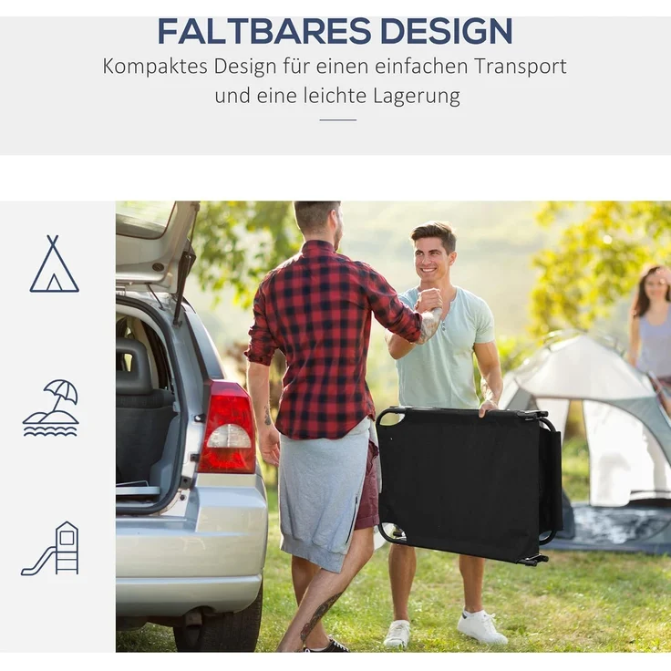 Outsunny Gartenliege Sonnenliege mit Lesefenster Gesichtsöffnung, Dreibeinliege, 1 St, Relaxliege, Schwarz L190 x B56 x H28 cm – Bild 8