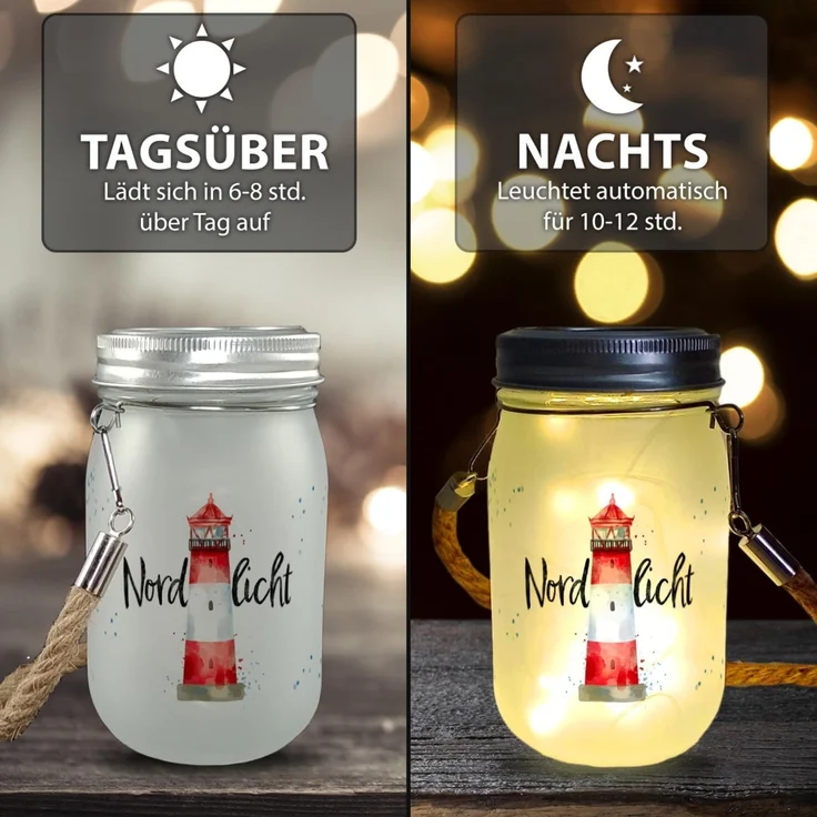 speecheese Dekolicht Leuchtturm Solarlicht mit Spruch Nordlicht – Bild 3