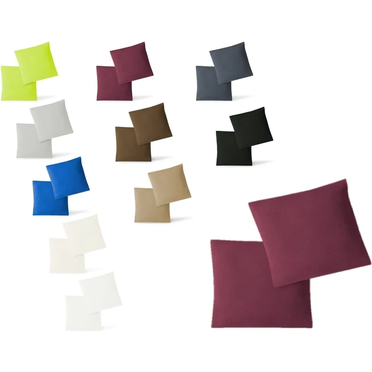Jersey Kissenbezug, 2er Set, Bordeaux, 40x40 cm – Bild 1