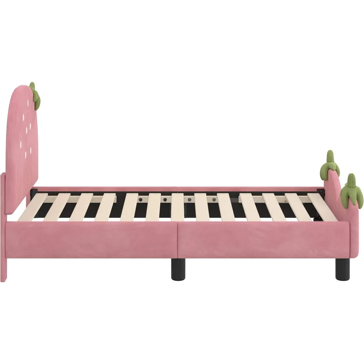 vidaXL Kinderbettgestell mit Kopfteil Rosa 70 x 140 cm Samt 42011074 – Bild 4