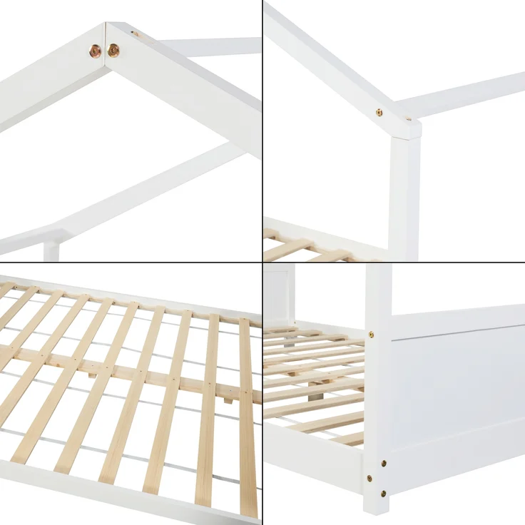 Hausbett Simo 120x200cm Kiefernholz Weiß [en. casa] – Bild 3