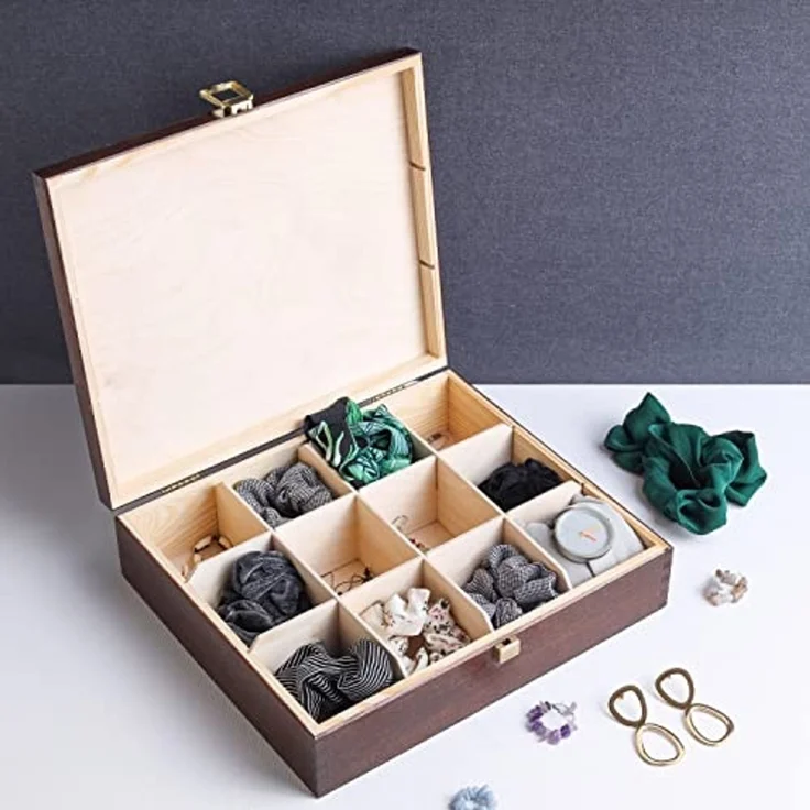 Creative Deco Teedose Teebox Holz aus Natürlichem Kiefernholz, Teebox Holz mit Deckel – Bild 6