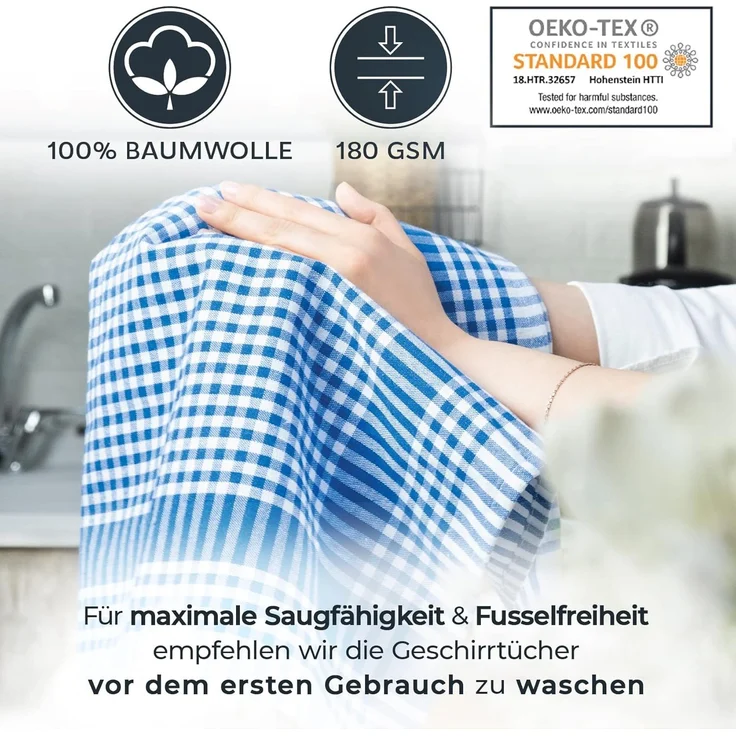 Laynenburg Geschirrtuch 10er Set Premium Geschirrtücher aus Baumwolle 45x65 cm fusselfrei, (10-tlg), Küchentücher fusselfrei & modern Vintage Küchenhandtücher – Bild 2