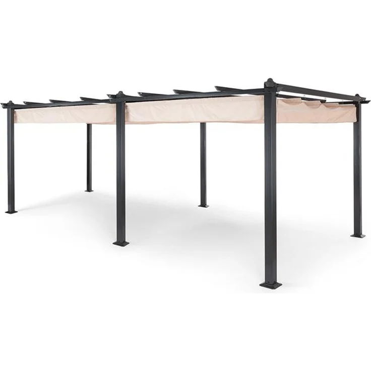Blumfeldt Pavillon 3x6m, Rostfreier Metall-Pavillon mit Einziehbarem Dach, Pavillon Wasserdicht, Stabil & Winterfest, Langlebige Pergola Freistehend, Gartenpavillon mit UV-Schutz & Aluminium-Rahmen – Bild 2