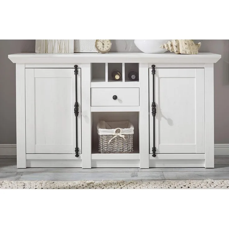 Sideboard Hooge in Pinie weiß 152 x 83 cm