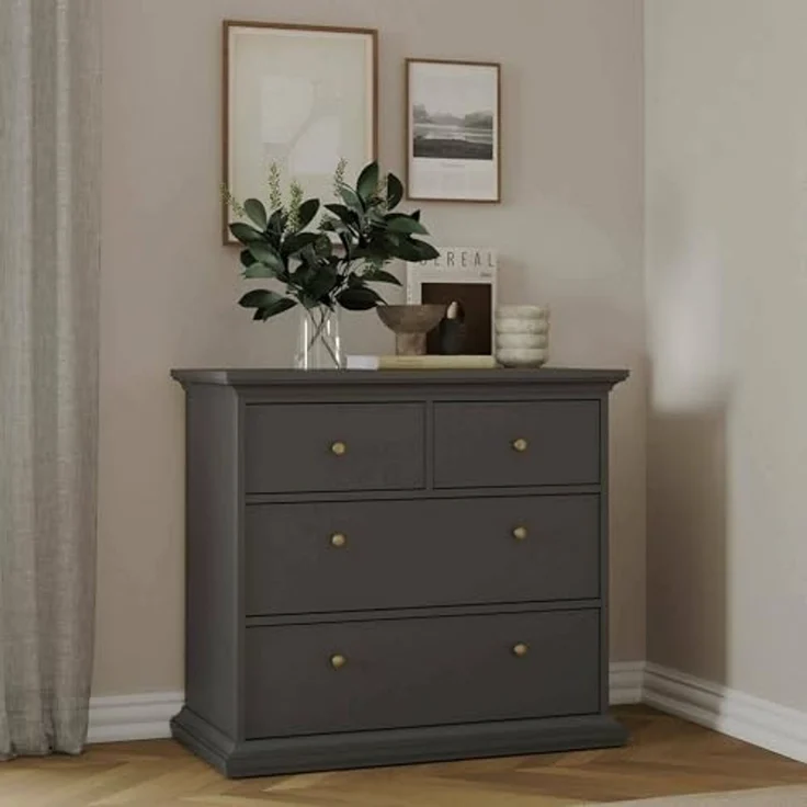 Dmora Kommode mit Vier Schubladen, Farbe Grau, 96,2 x 86,9 x 48,5 cm – Bild 1