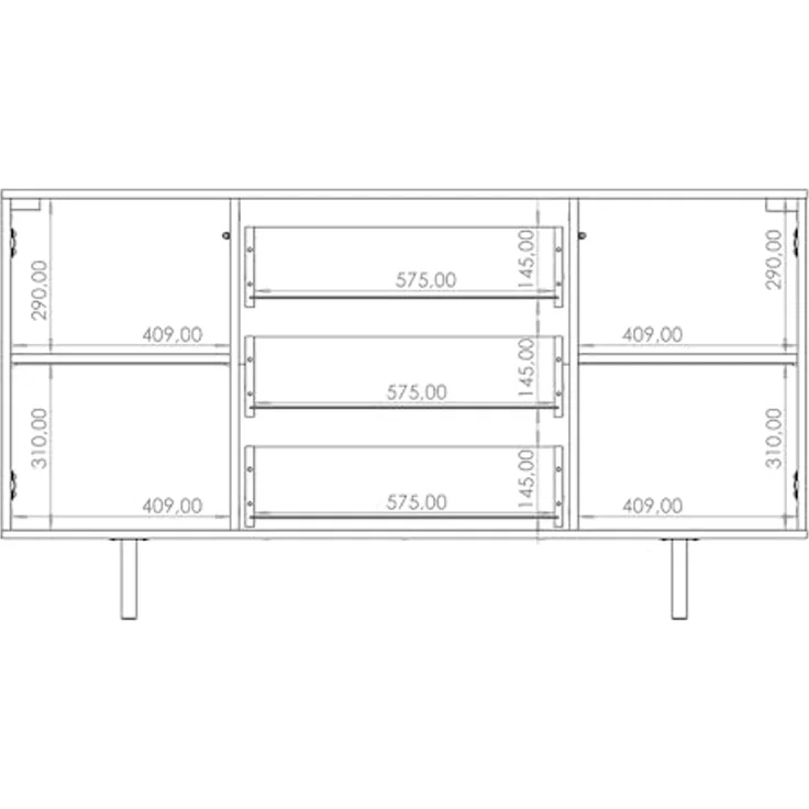 Lomadox Sideboard NADOR-132, 150cm breit, Kaschmir, goldfarbene Metallgriffe und -füße – Bild 7