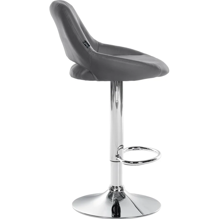 2er Set Barhocker SEGAD - Kunstleder Grau 47x48x85 cm Silber | Barstuhl Höhenverstellbar Mit Lehne Drehbar Tresenhocker Tresenstuhl Kneipenhocker – Bild 4