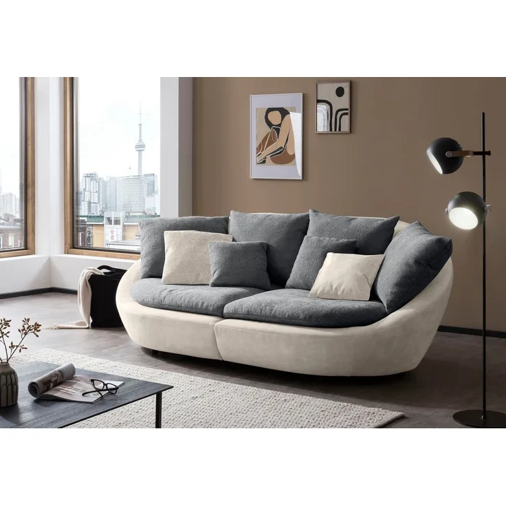 TRENDMANUFAKTUR Big-Sofa Maui, inklusive 4 Rückenkissen und 2 Zierkissen, Designersofa, Organische Form, Sofa frei im Raum stellbar, moderne Optik