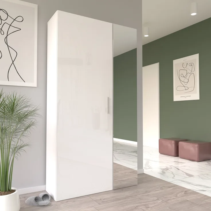 FORTE Yvonne Schuhschrank, Holzwerkstoff, Weiß, 99,9 x 190,5 x 36,3 cm