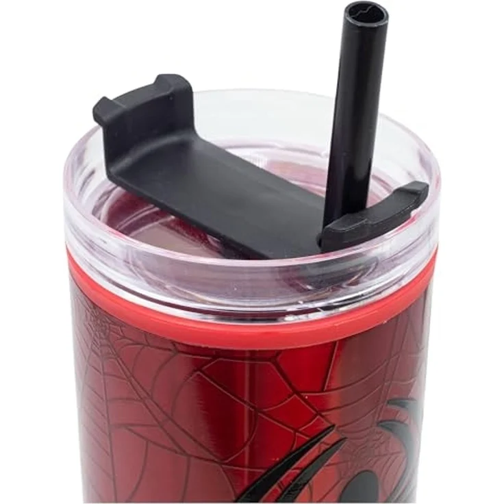 Spider Man Doppelwandiger Trinkbecher 770 ml mit Griff und Strohhalm – Bild 4