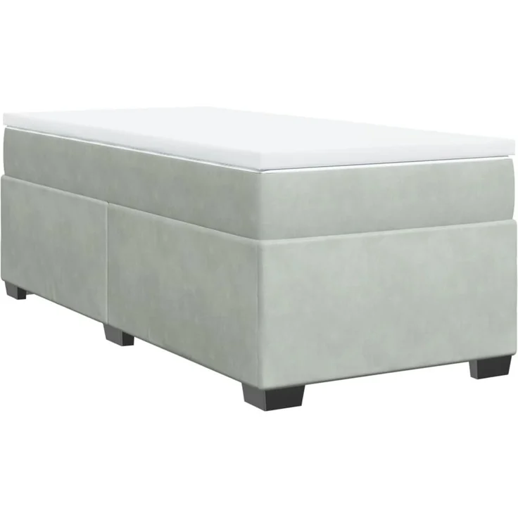 vidaXL Boxspringbett mit Matratze Hellgrau 100x200 cm Samt 3285263 – Bild 2