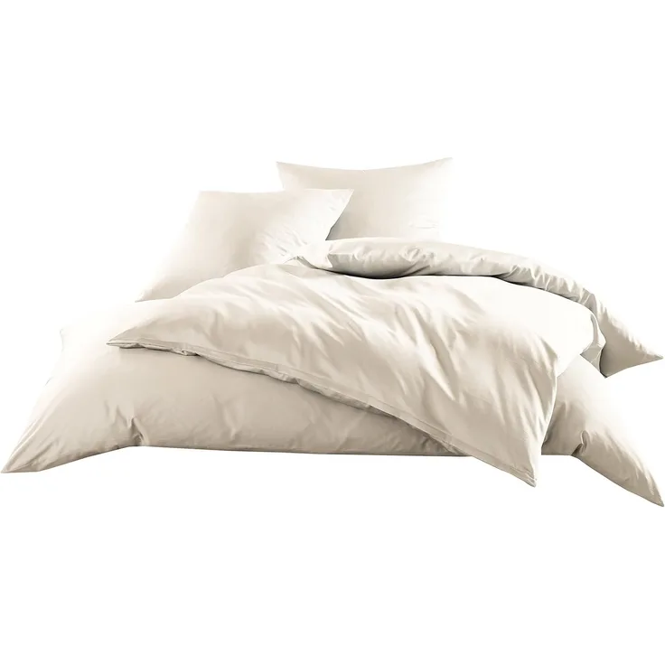 Bettwaesche-mit-Stil Mako-Satin / Baumwollsatin Bettwäsche uni / einfarbig natur Kissenbezug 40x80 cm
