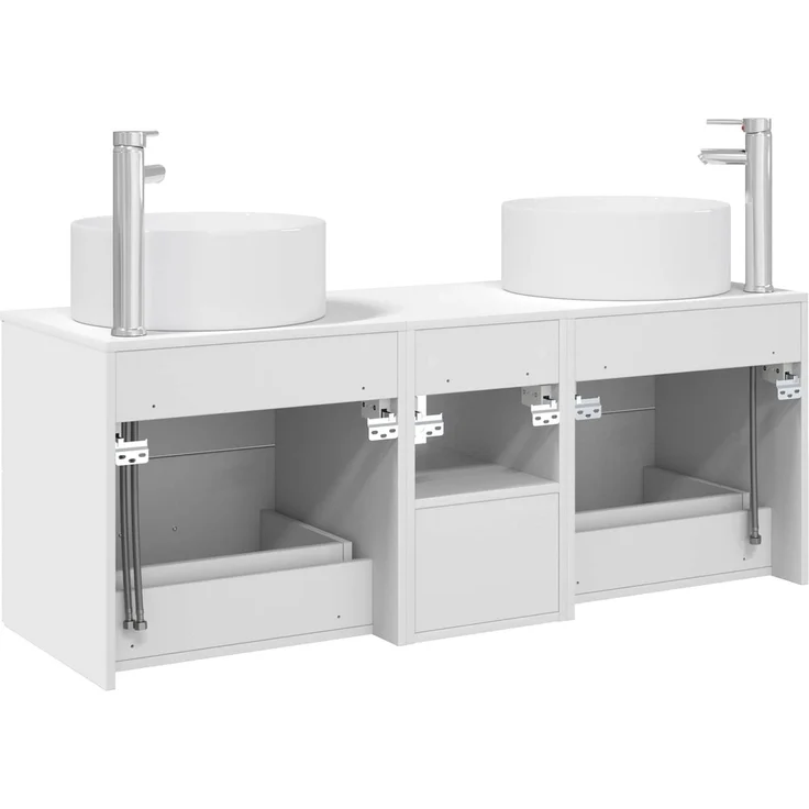 vidaXL Badezimmerschrank-Set 3 stk. Weiß 129 x 44,5 x 80 cm 3405947 – Bild 7