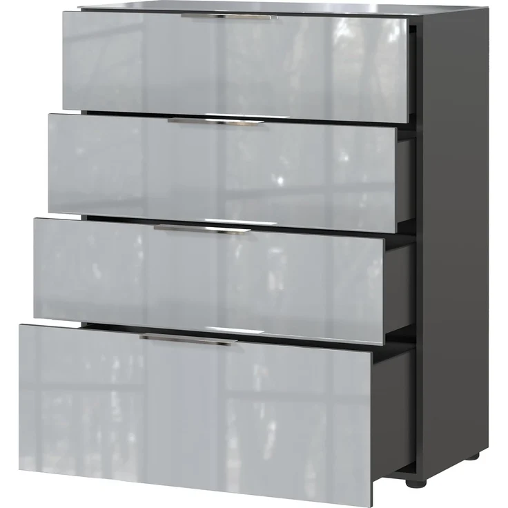 Kommode Owingen / Oakland, Glas, Holzwerkstoff, Silber, Grau, Schwarz, 83 x 102 x 42 cm – Bild 5