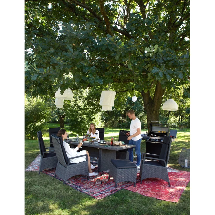 Gartenhocker Keramo Dining, Rattan, Grau, Schwarz, 57 x 46 x 47 cm – Bild 2