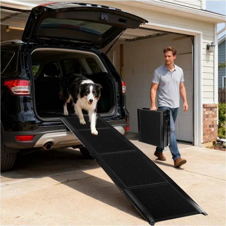 nobleza Hundematte Hunderampe Auto 170 cm Klappbare Treppe aus Metall – Bild 1